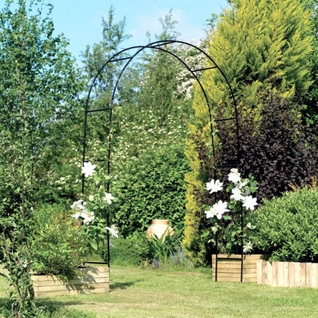 Metal Pergola Arbor, Outdoor Flower Garden Arch Trellis, Steel Garden Arbor for Climbing Plants, Wedding Decoration, 7'8" H x 4'5" W Skypatio
