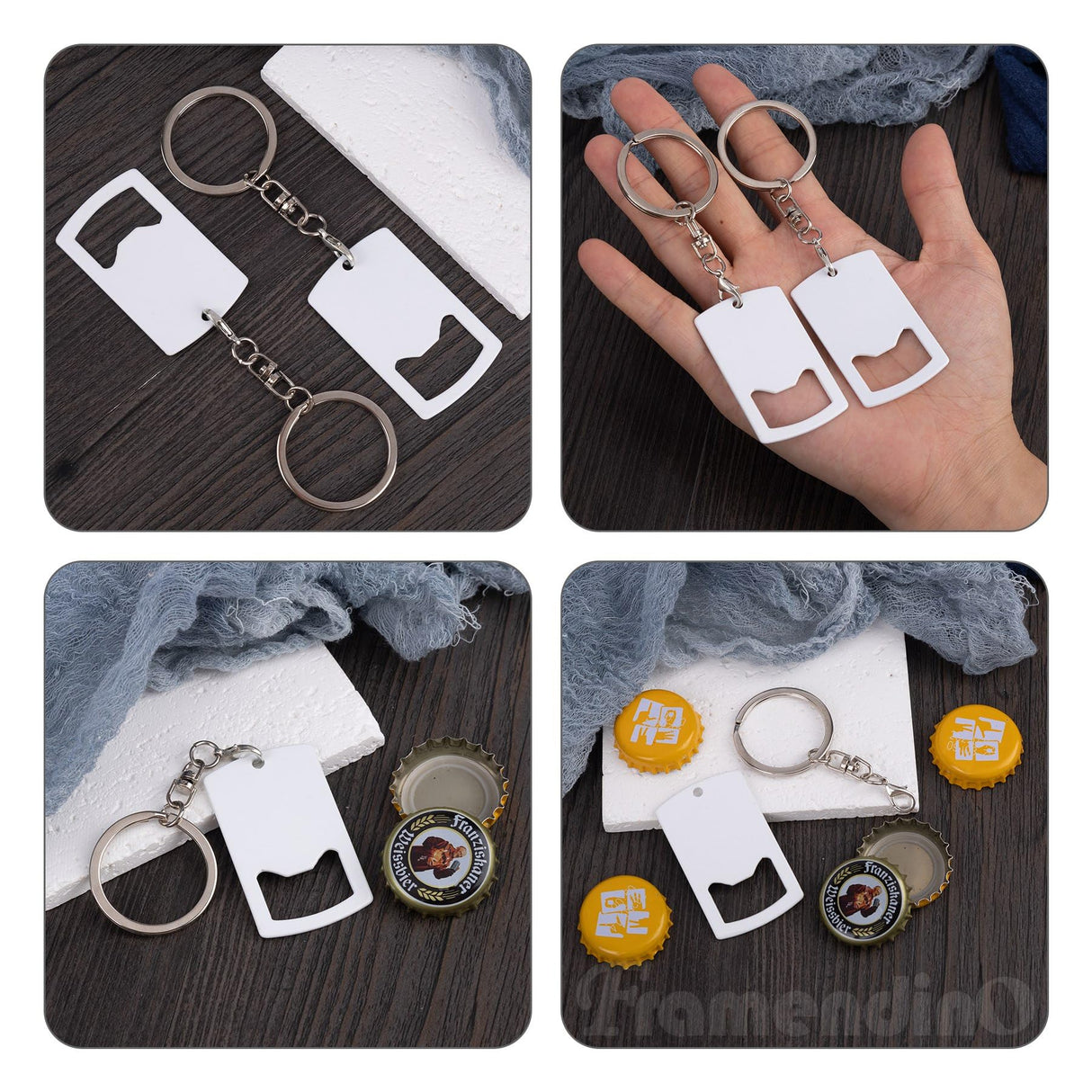Framendino, 3 Pack Sublimation Bottle Opener Keychain Metal Blank Bottle Opener Keychain for Home Kitchen Framendino