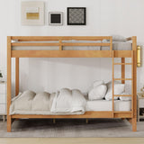 Harper & Bright Designs Queen Over Queen Bunk Bed with Guardrails, Wood Bunk Beds with Ladder, Bunk Bed Frame for Kids, Adults, Teens, Space-Saving, Solid Wood Structure, Natural Harper & Bright Designs