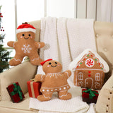 Konohan 3 Pcs Christmas Gingerbread Pillows House Man Throw Pillows Stuffed Gingerbread Shaped Pillow for Christmas Party Outdoor Cushion Decorations(Dark Yellow,Lovely Style) Konohan