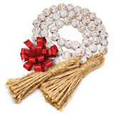 Farmhouse Wood Bead Garland Home Decor, Natural Wooden Garland for Tiered Tray, Decorative Tassel Garland for Tier Tray, Rustic Beads Centerpiece Boho Table Decor, Garland Beaded Accent White Washed MAINEVENT