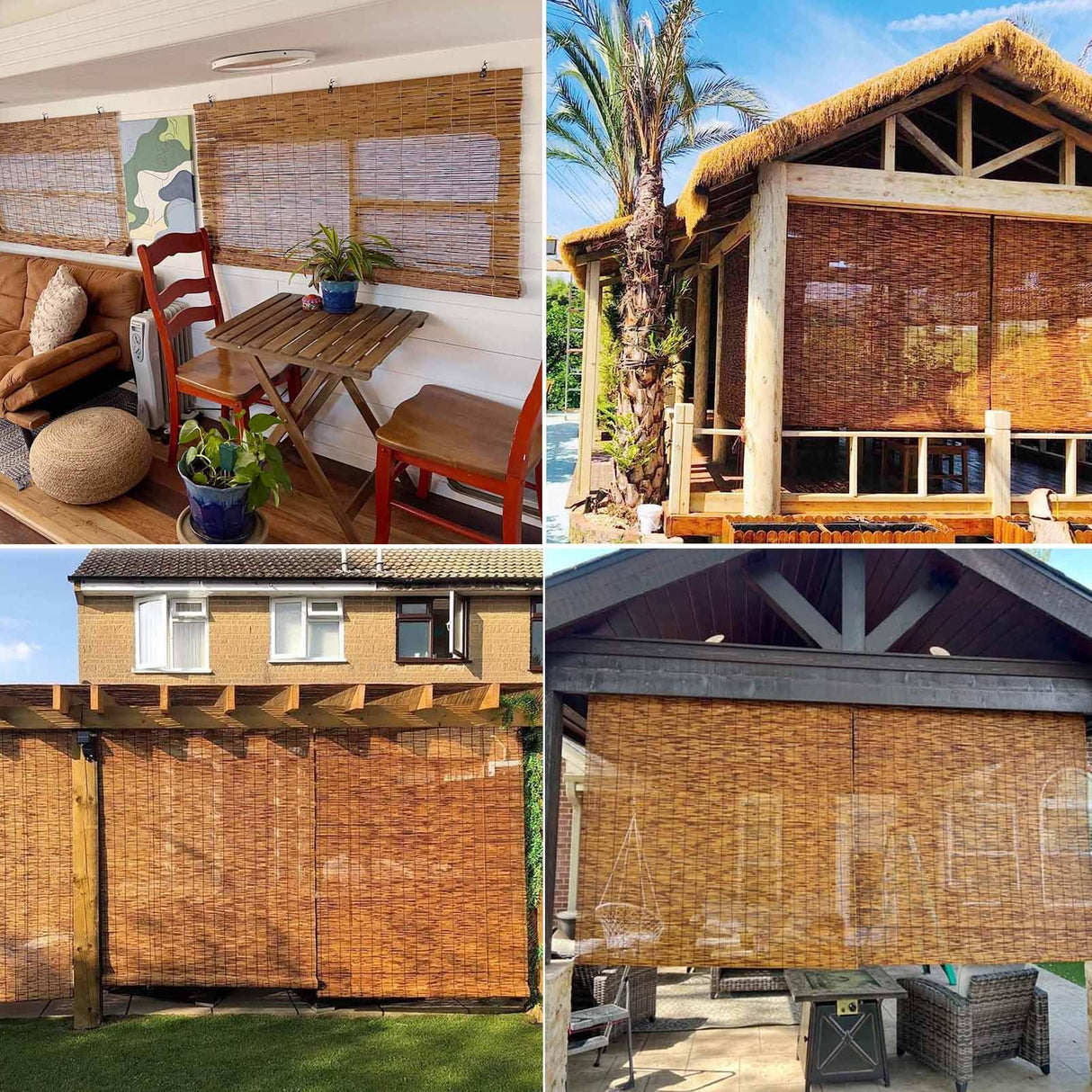 Customisable Roll Up Bamboo Shades for Outdoor Spaces - Retro Reed Blinds for Patios and Porches YNLeMM