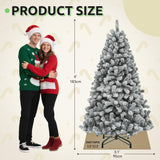 GOOBED Prelit Flocked Christmas Tree 6FT w/Remote, Prelit Snow Flocked Artificial Xmas Tree w/ 1000 Branch Tips & 250 Lights, Foldable Base for Homes Restaurants, Malls, Hotels, and Holiday Decor GOOBED