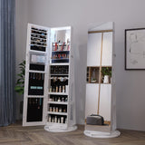 Kasibie Full Length Mirror Jewelry Armoire with LED Lights, Standing Mirror with Jewelry Storage, 360° Swivel Mirror with Storage, Jewelry Cabinet for Women Girl Gift Kasibie