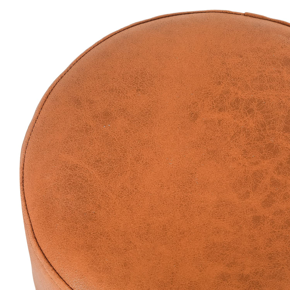 Asense Small Round Ottoman Foot Rest Stool Fabric Padded Seat Footstool Ottoman with Wooden Legs (Dark Orange,Fabric) Asense