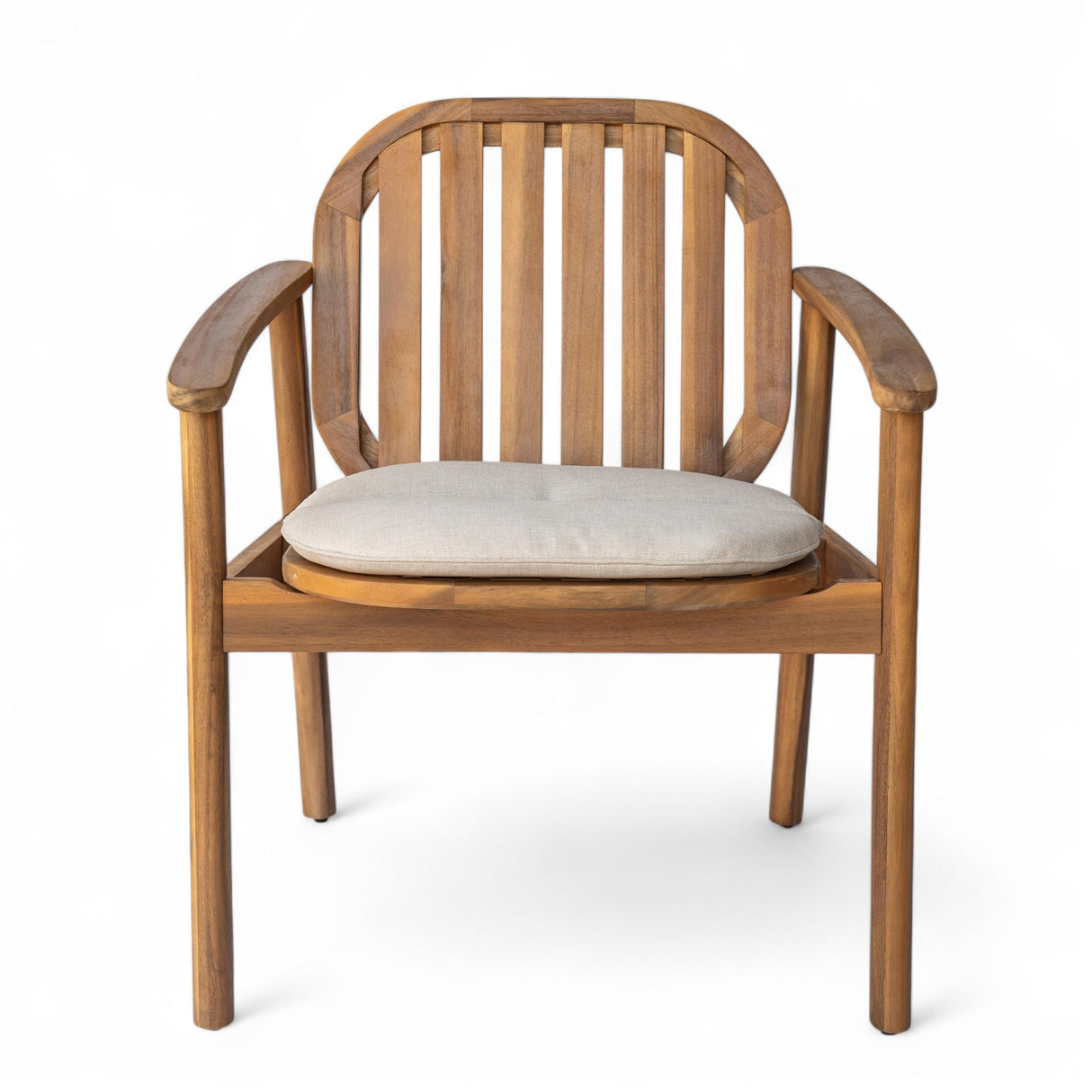 Christopher Knight Home Meja Acacia Wood Outdoor Dining Set for 6, Wooden 7 Piece Patio Dining Table Set, Wooden Outdoor Dining Armchair and Table Set with Cushion, Patio Furniture Set, Teak+Beige Christopher Knight Home