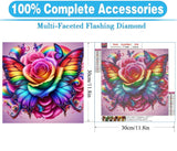 MOMDEDP Butterfly Diamond Art Kits for Adults Beginners, Flower Diamond Painting Kits for Adults, DIY 5D Butterfly Flower Gem Art, Flower Butterfly Diamond Dots for Adults for Home Decor 12x12 inch MOMDEDP