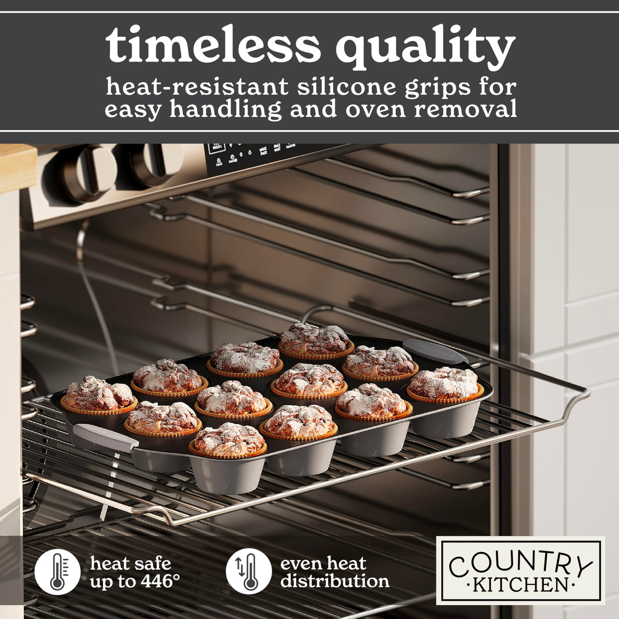 Country Kitchen Nonstick Stackable Bakeware Set - Durable, Easy Release Baking Set, Gray, 10 Pcs Country Kitchen