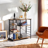 Yaheetech 4-Tier Kitchen Baker's Rack, Coffee Bar Microwave Stand Cart with Wire Basket & 6 Side Hooks, Kitchen Organizer Shelf for Spices/Utensils Foods, Rustic Brown Yaheetech