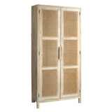 Creative Co-Op Mango Wood and Cane Curio Cabinet with 3 Shelves and 2 Doors, Natural Creative Co-Op