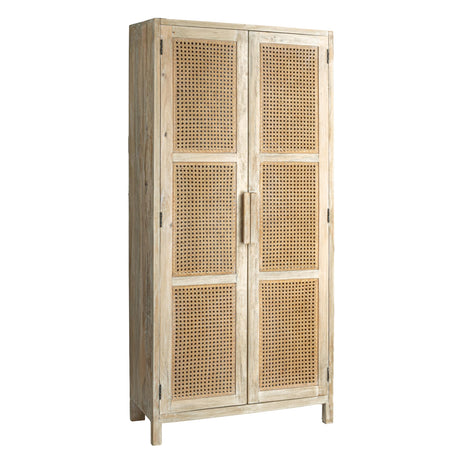 Creative Co-Op Mango Wood and Cane Curio Cabinet with 3 Shelves and 2 Doors, Natural Creative Co-Op