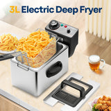 VIVOHOME Electric Deep Fryer with 3L / 13 Cup Oil Capacity, Stainless Steel Oil Fryer with Temperature Control and Lid VIVOHOME