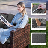 UDPATIO Patio Furniture Set with Fire Pit Table, Rocking Swivel Chairs, 5 Pieces Outdoor Furniture Sets, All-Weather Wicker Outdoor Sectional Sofa with Waterproof Cover, 4'' Thickened Cushion, Grey UDPATIO