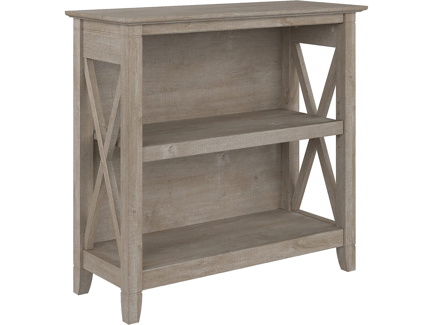 Bush Business Furniture Key West Compact 2 Shelf Bookcase in Washed Gray - WoodArtSupply