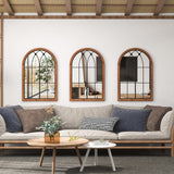 Tangkula Arched Window Mirror, Farmhouse Window Frame Decor Wall Mounted Mirror, 24" x 36" Wall Mirror Windowpane Decoration for Living Room, Bedroom, Entryway, Bathroom Tangkula