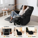 GNMLP2020 Rocking Recliner, 360° Swivel Recliner Chairs for Adults, Small Rocker Recliners for Small Spaces, Living Room, Bedroom, Nursery, RV, Black GNMLP2020