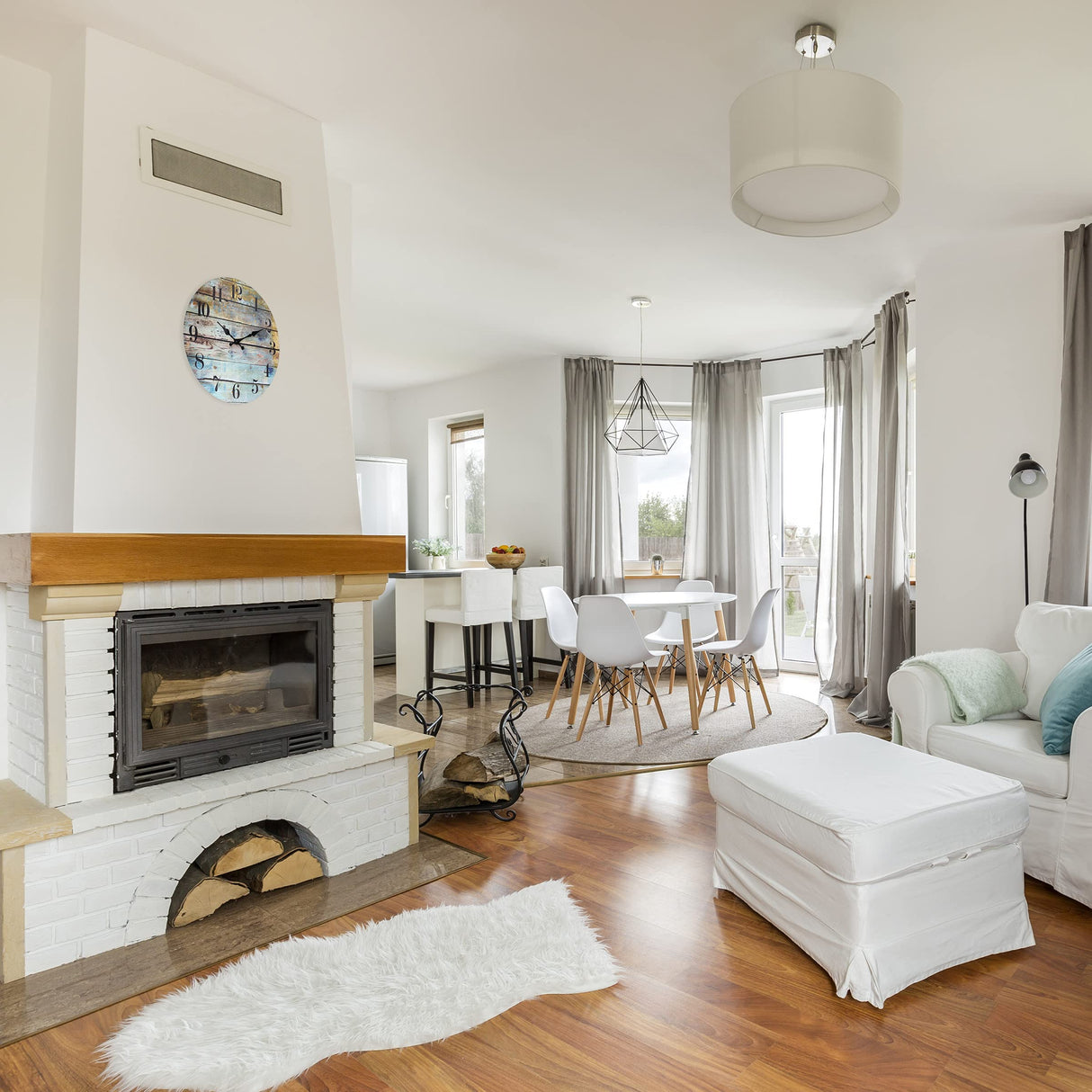 Stonebriar Vintage Farmhouse Wooden 14 Inch Round Battery Operated Hanging Wall Clock Stonebriar