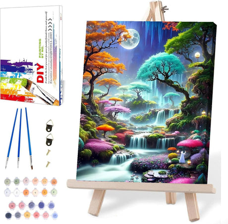 MIRCVSH Moon Forest Paint by Numbers Kits for Adults Beginners-Plant Paint by Number for Adults with Wooden Framed,Paint by Numbers for Adults Home Wall Decoration and Gifts 12X16 inch MIRCVSH