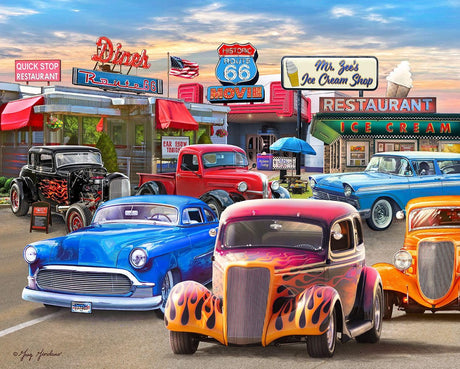 Springbok's Classic Car Show 1000 Piece Puzzle for Adults Showcases Hot Rods and Classic Cars in All Their Colorful Glory. - Made in The USA Springbok