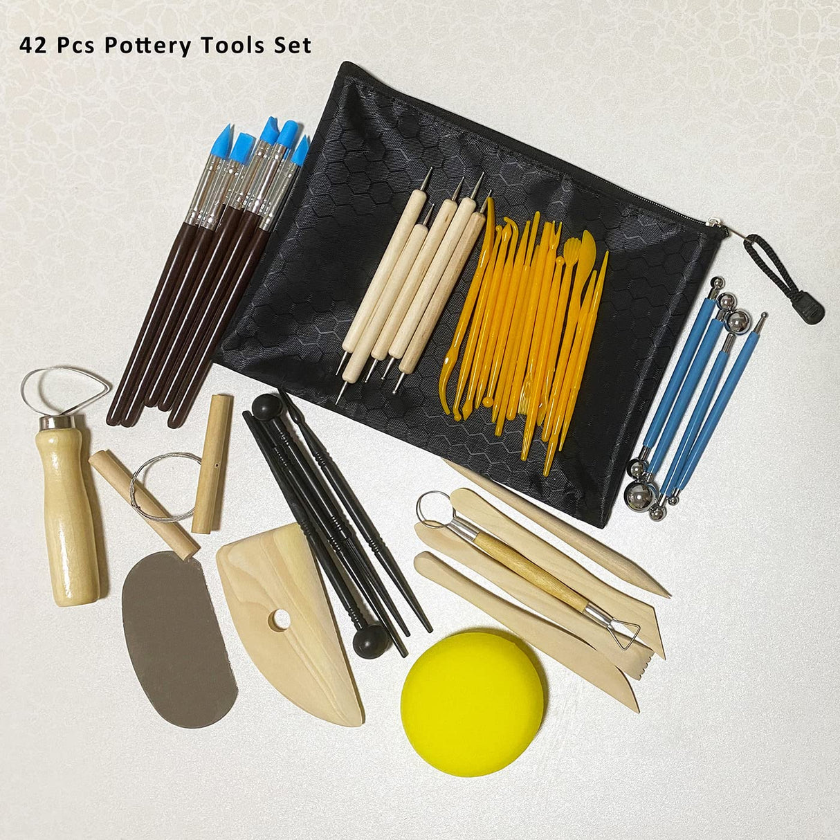 TORISING Air Dry Clay 10 LBs with 42 Pcs set Pottery Clay Tools Set for Hand Modeling and Throwing, Non-Toxic (White & Kit) TORISING