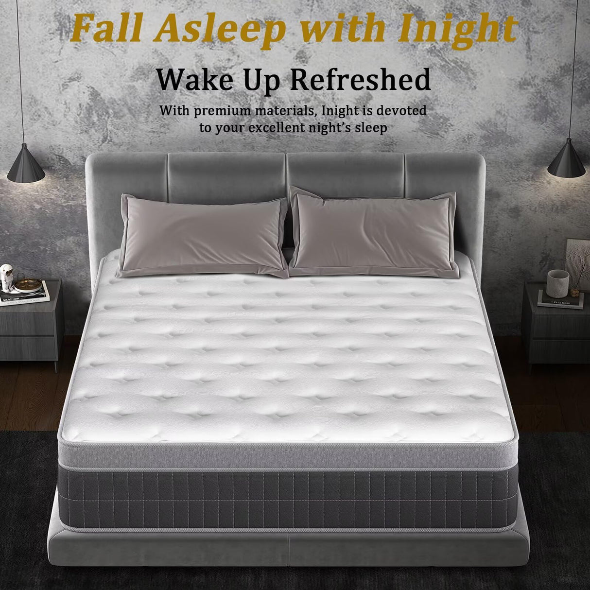 inight Twin Mattress 12 Inch, Individual Wrapped Pocket Springs Zoned Hybrid Mattress with Gel Memory Foam, Ergonomic Pressure Relief, Enhanced Edge Support, Breathable Comfort Night, 365-Night Trial inight