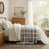 EVERGRACE Plaid Chenille Throw Blanket for Couch, Super Soft Cozy Decorative Farmhouse Plaid Throw with Tassels, Lightweight Chenille Knit Throw for Bed Sofa Gift Home Decor, Grey & Beige 50"x60" EverGrace