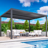 RoyalCraft Adjustable Louvered, Heavy-Duty Aluminum Outdoor Pergola, Metal Hardtop Pergola with Adjustable Roof for Patio, Deck, Garden, Yard (Black, 12'x16') RoyalCraft