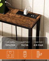 CHOEZON 70.9" Narrow Console Table with Power Outlet 7.1" Skinny Sofa Table, Long Behind Couch Table with Charging Station, Entryway Table for Hallway, Living Room Rustic Brown and Black TXG18UBF CHOEZON