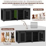 DEYGIA Large Dog Crate Furniture for 2 Dogs, Upgrade 71" Pro XXL Sliding Door Heavy Duty Dog Kennel Furniture with Divider, Steel Frame Indoor Double Dog Crate for Large Medium Small Dogs, Dark Black DEYGIA