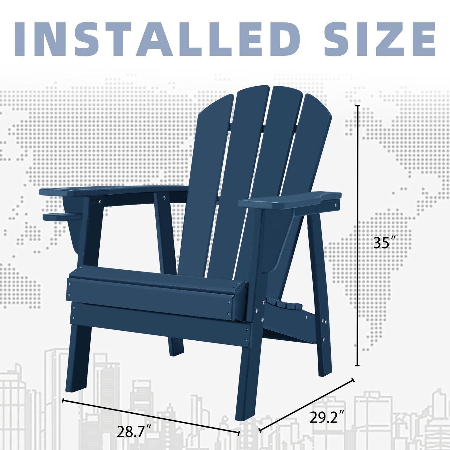 Restcozi Adirondack Chairs, HDPE All-Weather Adirondack Chair, Fire Pit Chairs (1, Navy Blue) - WoodArtSupply