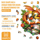 Wooden Puzzles for Adults - Sleeping Dragon Wooden Puzzle, Unique Shape Wooden Jigsaw Puzzles for Adults, Wood Puzzles Adult, Perfect for Birthday Gift, Family Puzzle, 200 Piece 11.4 x 10.9in Medium Pijesaksa