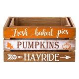 Glitzhome Fall Harvest Wooden Crates, Rustic Nesting Wooden Crates Set of 2, Fall Decorative Storage Gift Wood Crates for Display, Farmhouse Wooden Storage Boxes for Autumn Harvest Glitzhome