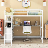 Bellemave Twin Loft Bed with Desk and Storage Drawers in White, Perfect for Kids and Teens Bellemave