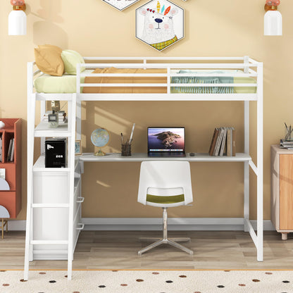 Bellemave Twin Loft Bed with Desk and Storage Drawers in White, Perfect for Kids and Teens - WoodArtSupply