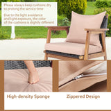 Tangkula 4-Piece Patio Furniture Set, Outdoor Acacia Wood Conversation Set with Cushions and Coffee Table, Outdoor PE Wicker Sectional Sofa Set for Garden, Poolside and Backyard (1, Beige) Tangkula