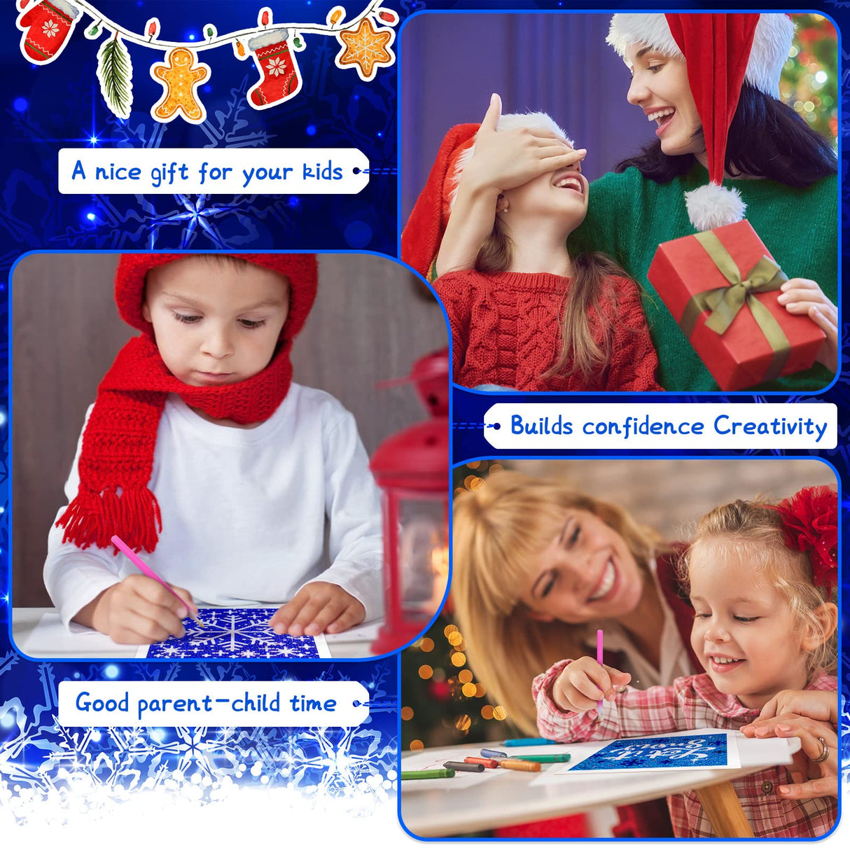 Charniol 9 Pcs Winter 5D Diamond Painting Kits 5D Drill Round Crystal Rhinestone Handmade Creative Art Crafts Snowman Snowflake for Home Wall Decor and Adults Kids DIY (Snowman, Snowflake) Charniol