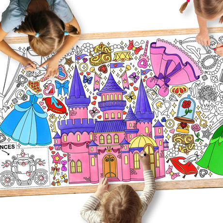 Gatherfun Princess Party Giant Coloring Poster - 31.5x 72 Inches - Versatile Classroom Wall Décor & Princess Birthday Activity - Princess Poster or Table Cover for School Parties and Special Events Gatherfun