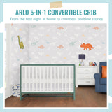 Dream On Me Arlo 5-in-1 Convertible Crib in Jungle Green, JPMA Certified, 3 Mattress Height Settings, Non-Toxic Finish, Made of Sustainable and Sturdy Pinewood Dream On Me