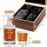 Personalized Whiskey Decanter Set with Photo, Logo or Text, Custom Engraved Liquor Decanter with whiskey glasses, Customized Gifts for Men, Dad, Birthday & Retirement with Wood Gift Box (Text or Logo) Yay! Personalized Gifts