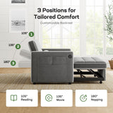 Marsail 3-in-1 Convertible Futon Sleeper Sofa Bed, Pull Out Couch with Adjustable Backrest, USB Charging & Side Pockets, Velvet Fabric Sofa for Living Room, Apartment, Loveseat, Grey Marsail