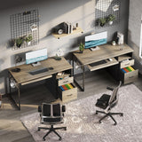 Bestier 48” Computer Desk with Drawers, Office Desk with Storage, Industrial Wood Writing Desk with File Drawer, Keyboard Tray & 2 Hooks for Home Office & Studio, Gray Bestier