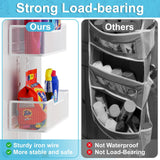 Hongtamoya Adjustable Over The Door Organizer, Hanging Door Storage with PVC Pocket and 4 Metal Baskets Wall Mount, Behind Door Rack for Bathroom Pantry Cabinet Bedroom Closet, White Hongtamoya