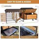 Chicken Coop Large Wooden Chicken Tractor for 6–8 Chickens, Outdoor Hen House with Metal Run Poultry Cage-Upgraded All Metal Frame Suumerpety