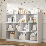 DIYART White Bookshelf, Wood Bookcase with 3 Tier Open Shelves, 10-Cube Minimalist Storage Shelf for Living Room, Bedroom, 55.1" W x 42.5" H DIYART