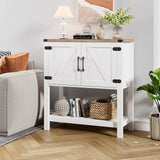 Mufico Farmhouse Console Table with Storage Cabinets – Versatile Entryway and Coffee Bar Table in White Mufico