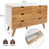 EazeHome Dresser for Bedroom with 6 Drawers, Rustic Brown Modern Wide Chest of Drawers, Large Wooden Storage Organizer for Living Room, Hallway, Entryway EazeHome