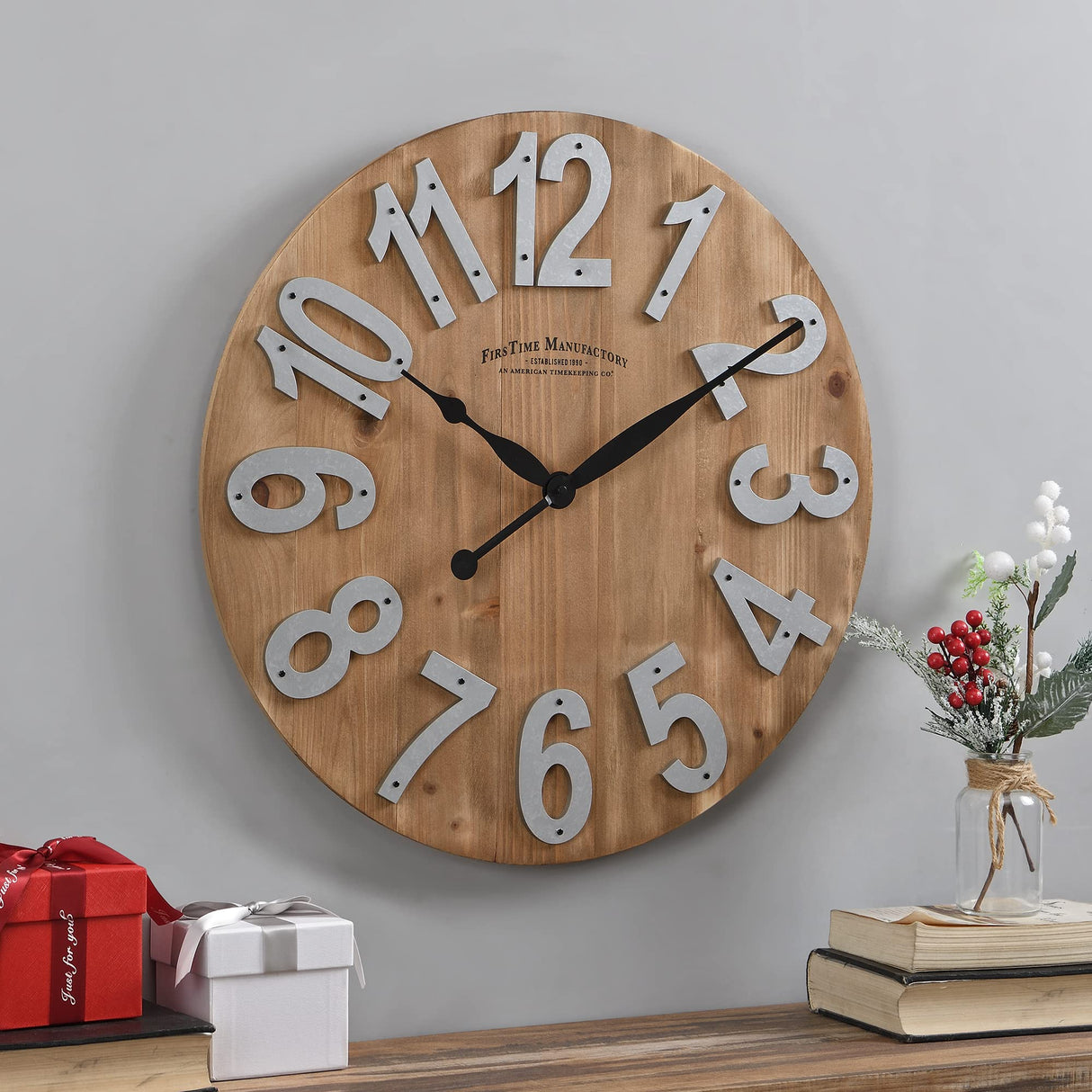 FirsTime & Co. Slat Wood Wall Clock, 22.5", Tan,243 FirsTime & Co.