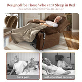 Neioml Four Motor Zero-Gravity Large-Wide Power Lift Chairs Recliners for Elderly, Infinite Position, 180° Lay Flat Lift Chair Big and Tall, Heat & Massage (Plush Flannel, Dark Brown) Neioml