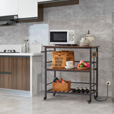 IBUYKE Kitchen Island with 3 Shelves, Island Table for Kitchen with Power Outlet,Kitchen Cart with Large Worktop,Rolling Bar Cart for Home, Outdoor, Kitchen TMJ024H IBUYKE