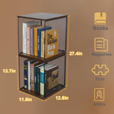 Dmevkic 2 Cube Organizer Book Shelfs DIY Variable Stackable Cube Storage Organizer for Kid Bedroom,Living Room,Small Bookshelf Black Brown Wooden Dmevkic
